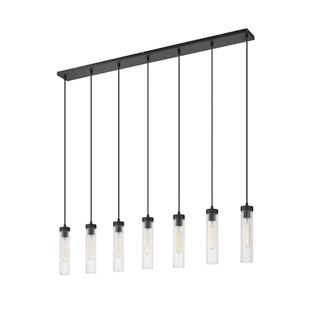 Z-Lite Beau Linear Chandelier, 7-Light, 4.75 In.W x 54 In.L x 12.75 In.H, Matte Black/Clear 740P-7L-MB